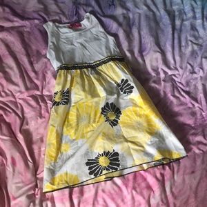 Black white and yellow dress with flowers